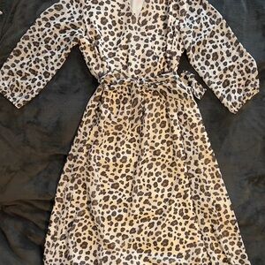 LOFT Leopard Print Midi Dress - Black and Tan